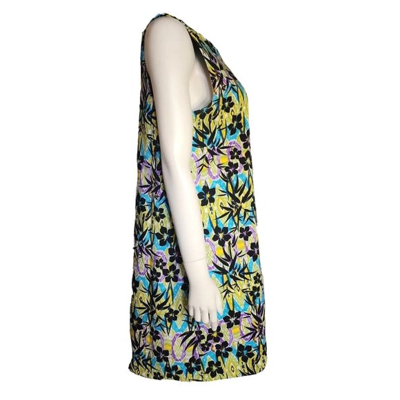 EMMA & MICHELE Blue Green Hawaiian Floral Sleeveless Dress Womens Size 12 - Picture 4 of 7